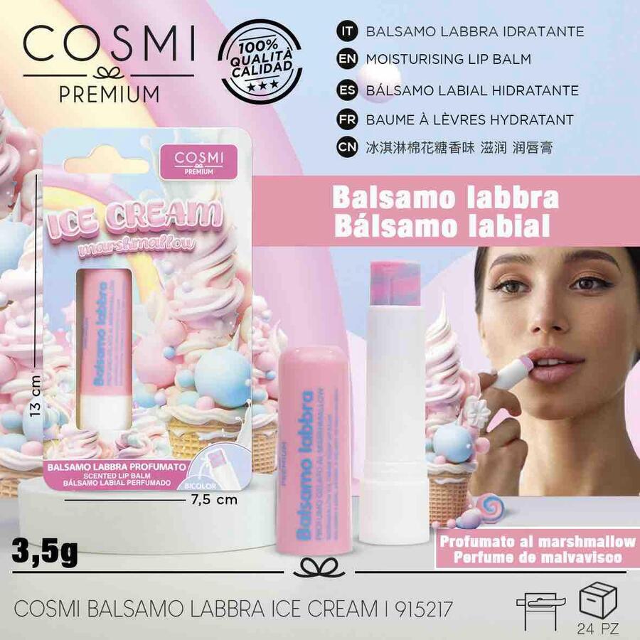 COSMI BALSAMO LABBRA IDRATANTE ICE CREAM DA 3,50 gr
 [Conf.da 12 pezzi]