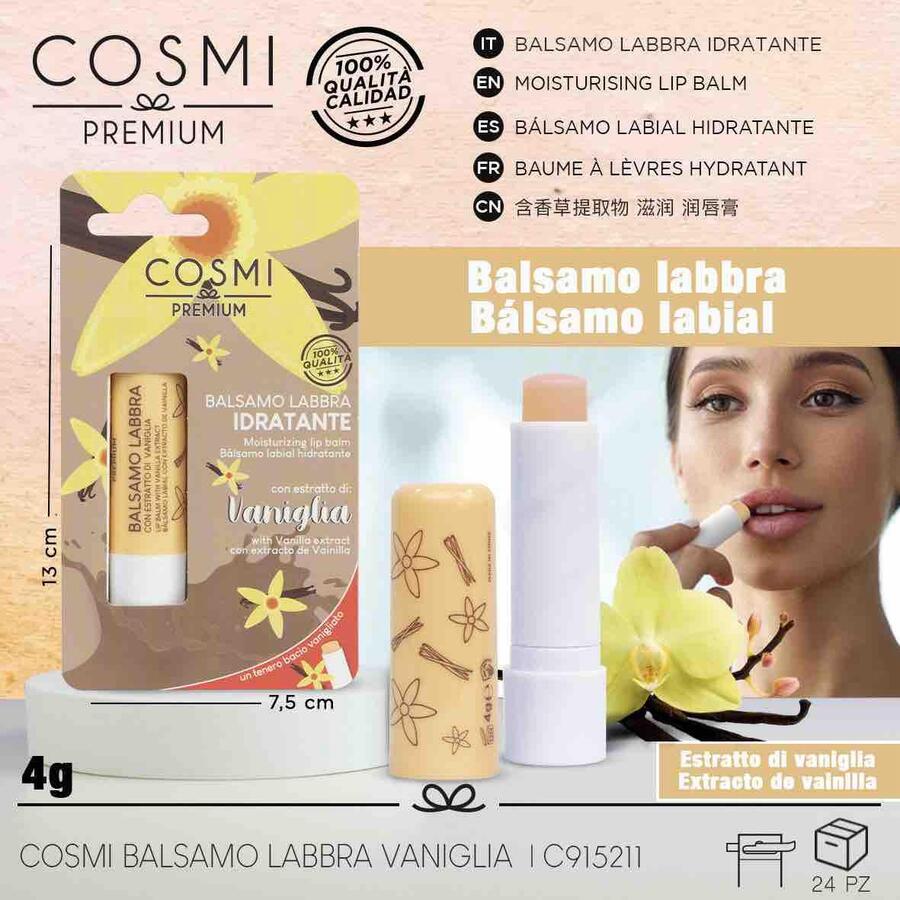 COSMI BALSAMO LABBRA IDRATANTE VANIGLIA DA 4 gr
 [Conf.da 12 pezzi]
