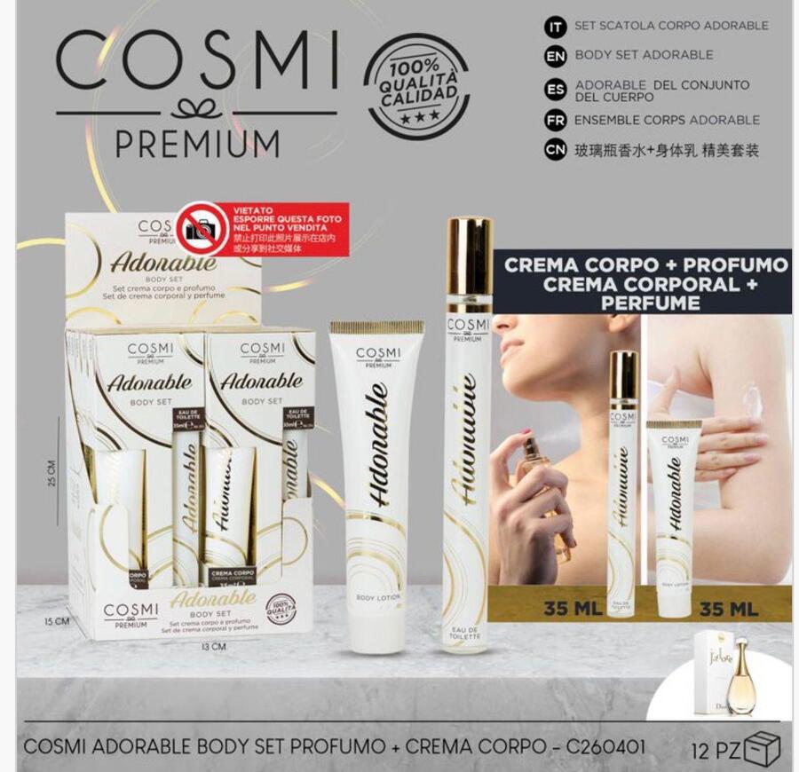 COSMI SET CREMA CORPO DA 35 ml+PROFUMO DA 35 ml
 [Conf.da 12 pezzi]