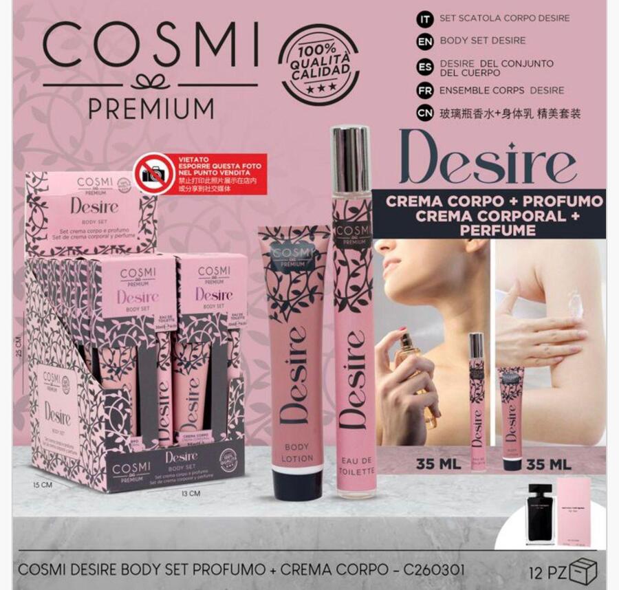 COSMI SET CREMA CORPO DA 35 ml+PROFUMO DA 35 ml
 [Conf.da 12 pezzi]