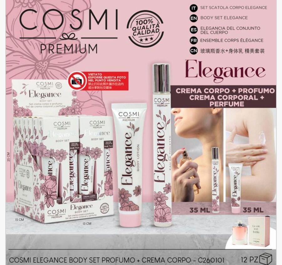 COSMI SET CREMA CORPO DA 35 ml+PROFUMO DA 35 ml
 [Conf.da 12 pezzi]