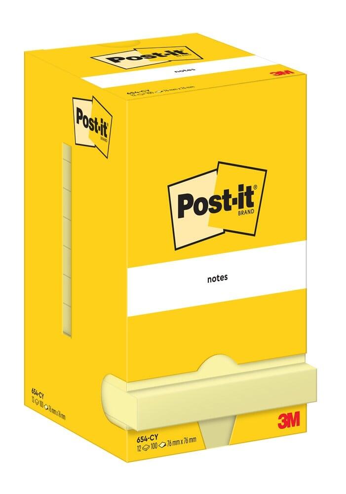 CONFEZIONE 12 BLOCCHI POST-IT 654 Giallo Canary – 76x76mm – 100 fogli