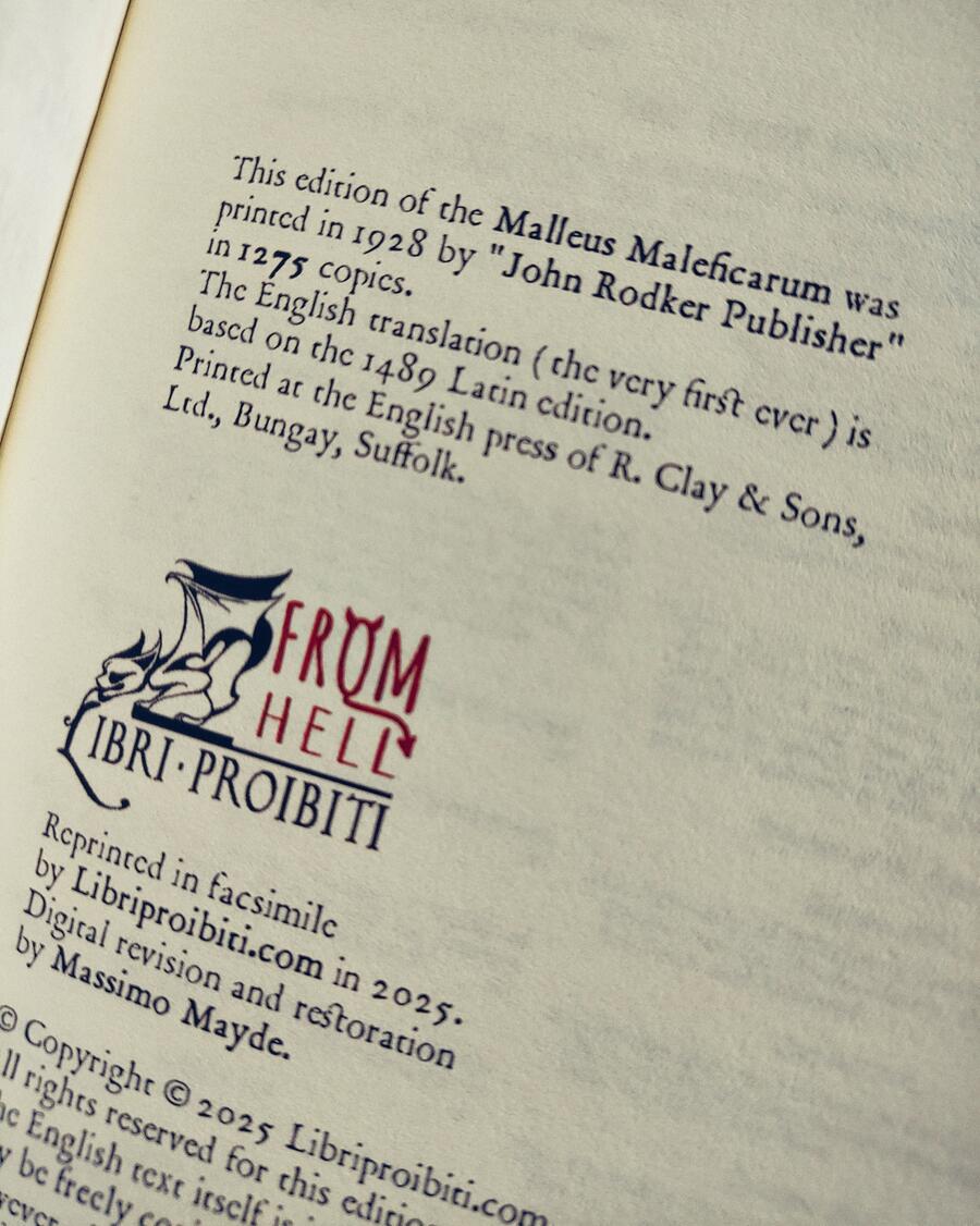 MALLEUS MALEFICARUM in INGLESE - Traduzione di Montague Summers, sull'edizione del 1489 (John Rodker publisher, 1928)