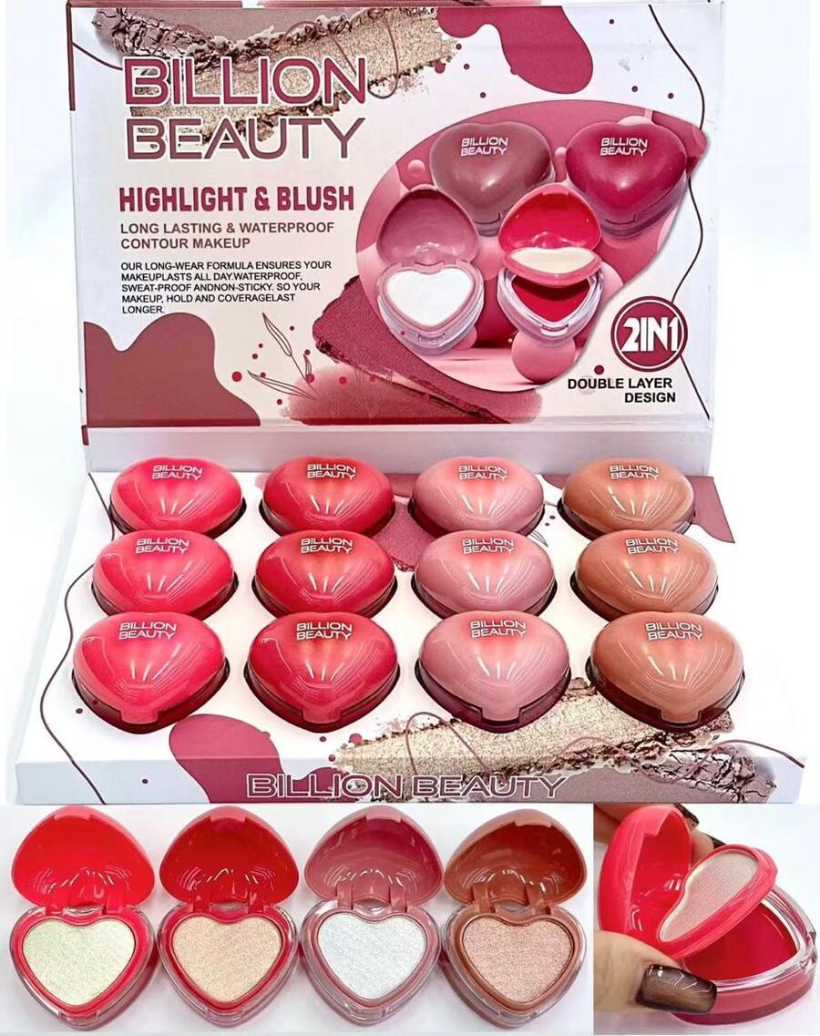 BILLIONE BEAUTY HIGHLIGHT & BLUSH 2 IN 1 
 [Conf.da 12 pezzi]