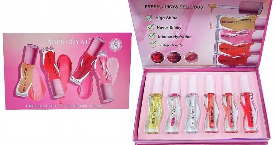 MISS ROYAL FRESH JUICY & DELICIOUS LIP OIL SET DA 6 PEZZI
 [Conf.da 3 set]