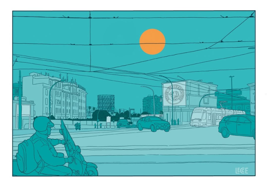 EMILIO LECCE, STAMPA FIRMATA 42x29,7 cm: Stazione Trastevere