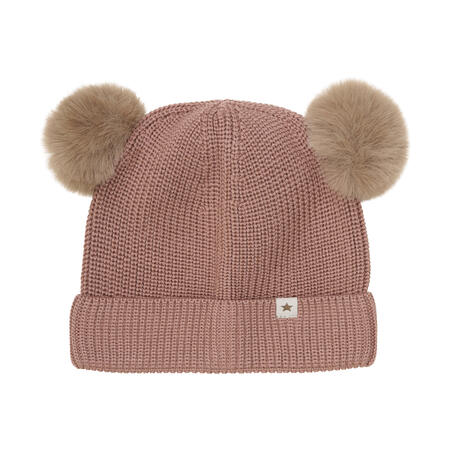 Berretto in Lana Merino con Doppio Pompom – Burlwood | HUTTEliHUT