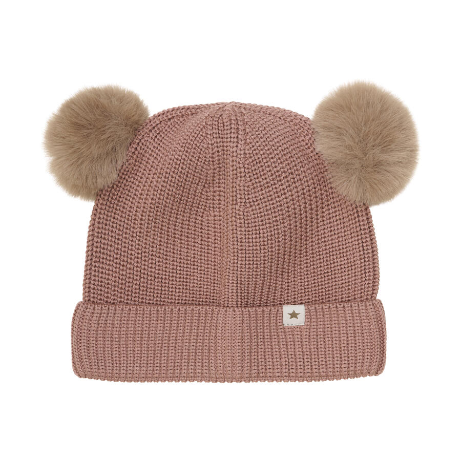 Berretto in Lana Merino con Doppio Pompom – Burlwood | HUTTEliHUT