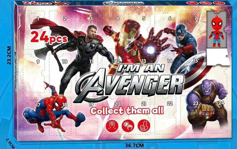 CALENDARIO DELL'AVVENTO AVENGER mis.36,7x23,2x2,9 cm
 [Quantità minima per ordine è di 6 pezzi]
