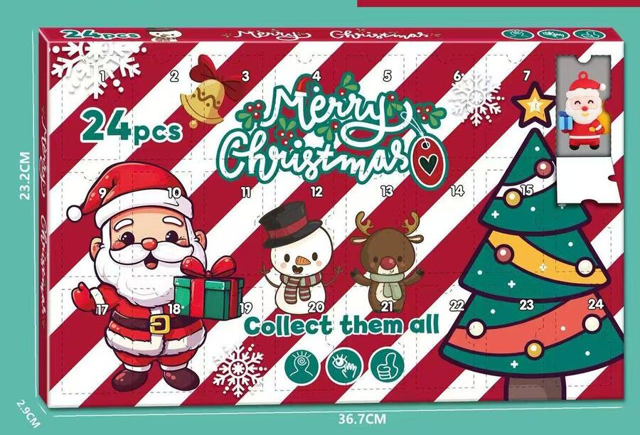 CALENDARIO DELL'AVVENTO MERRY CHRISTMAS mis.36,7x23,2x2,9 cm
 [Quantità minima per ordine è di 6 pezzi]