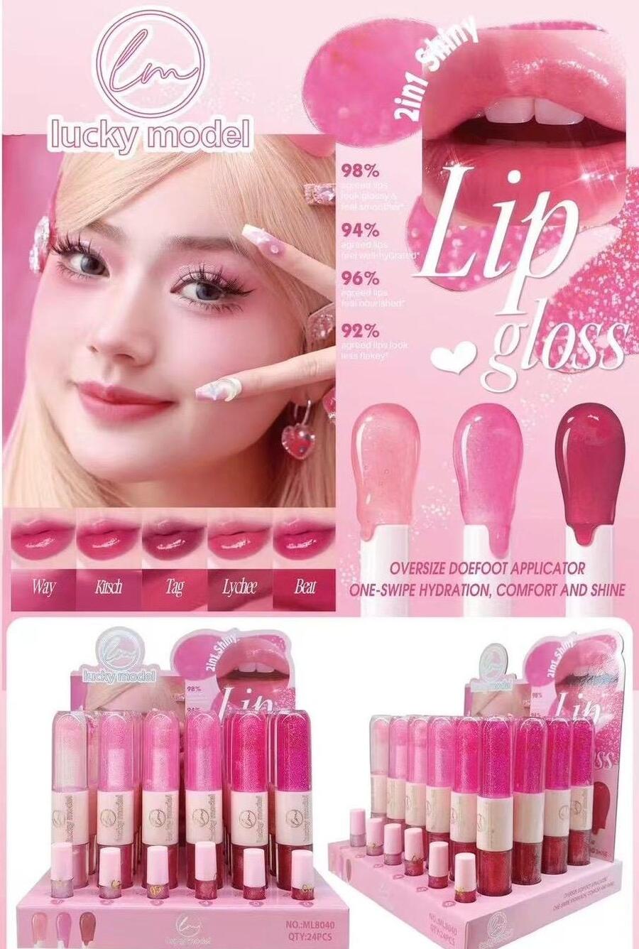 LUCKY MODEL LIPGLOSS 2 IN 1 SHINY
 [Conf.da 24 pezzi]