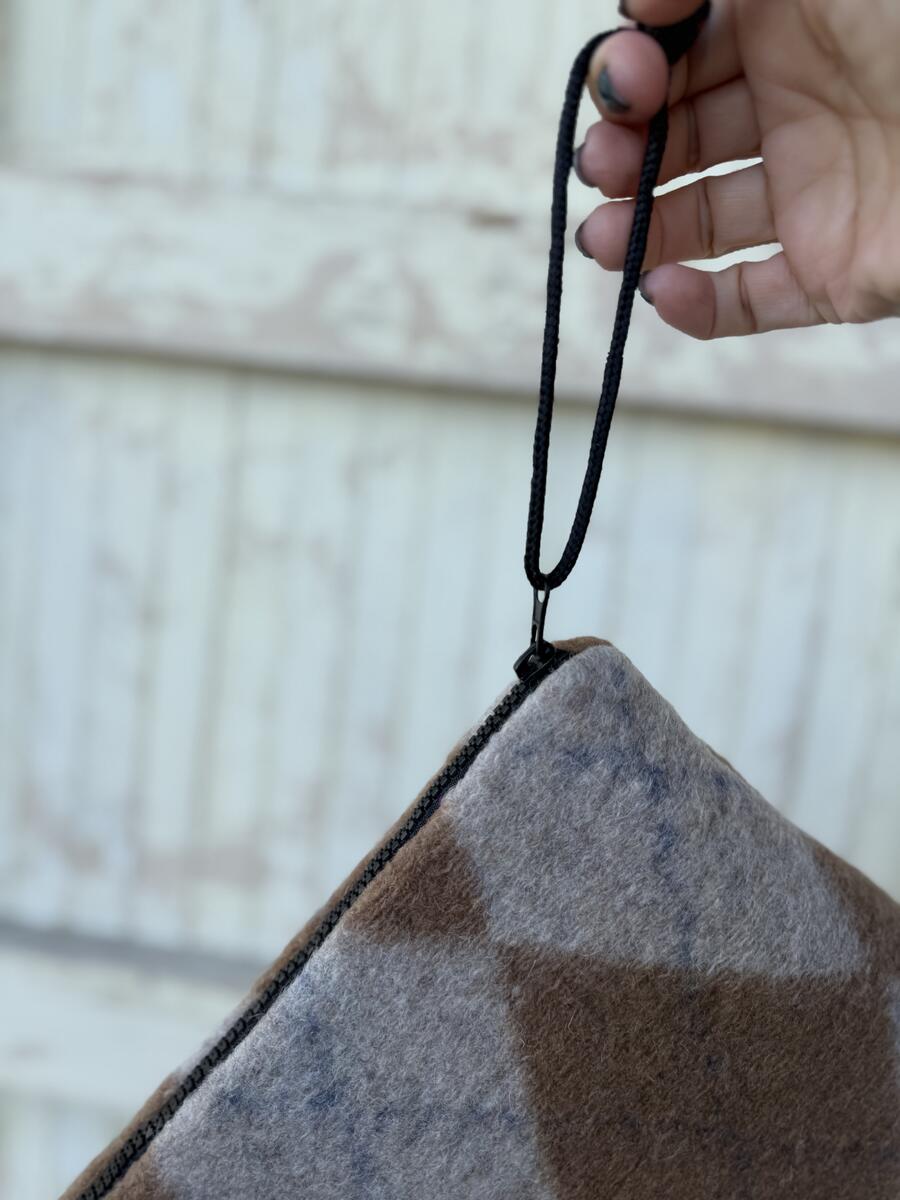 Clutch rombi marrone e beige