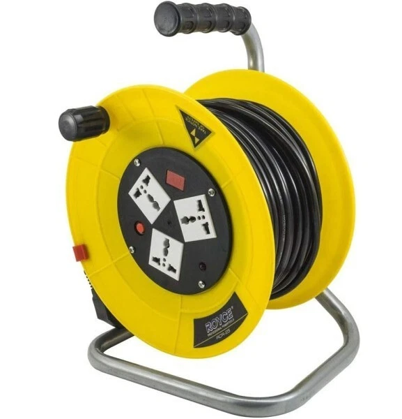 PROLUNGA AVVOLGICAVO 3 PRESE SCHUKO CAVO 40 MT ELETTRICO PRESA METRI RCR-50
