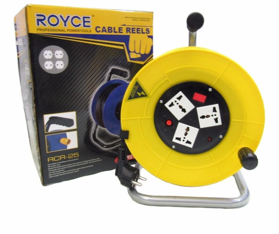 PROLUNGA AVVOLGICAVO 3 PRESE SCHUKO CAVO 40 MT ELETTRICO PRESA METRI RCR-50