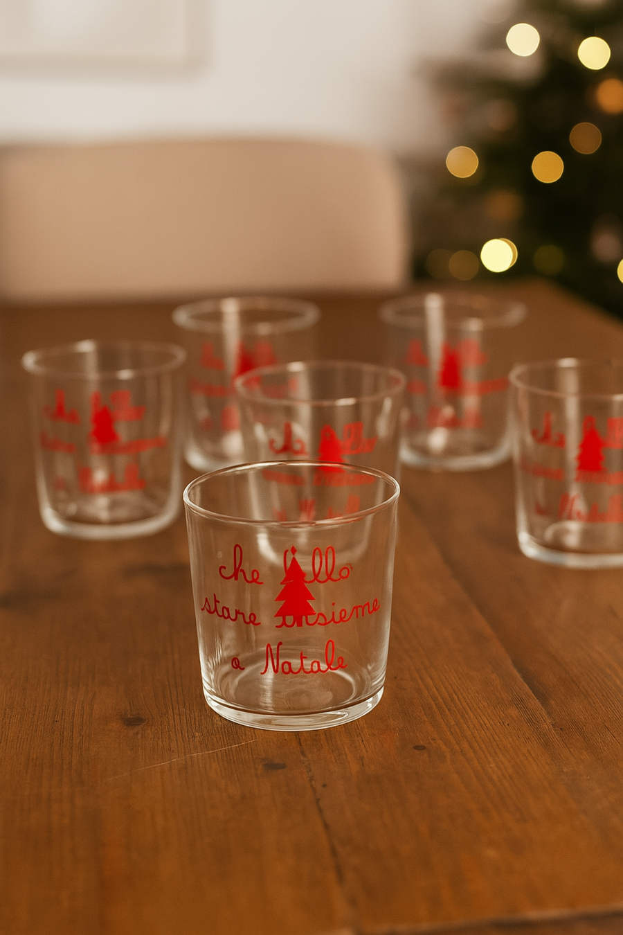 Simply Day - Natale 2025 - Set 6 bicchieri  "Che bello stare insieme a Natale" rosso