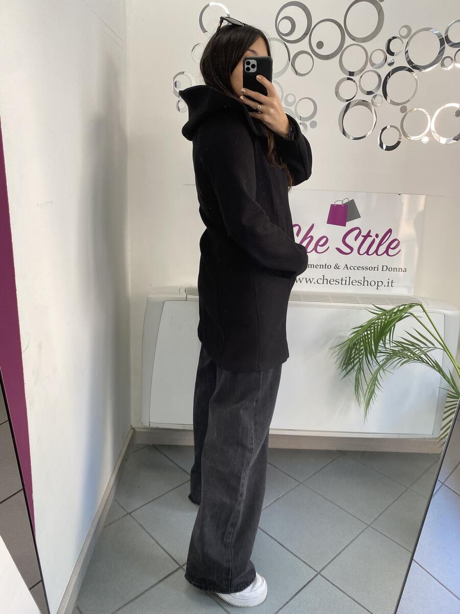 NOVITÀ Cappotto media lunghezza con zip e cappuccio