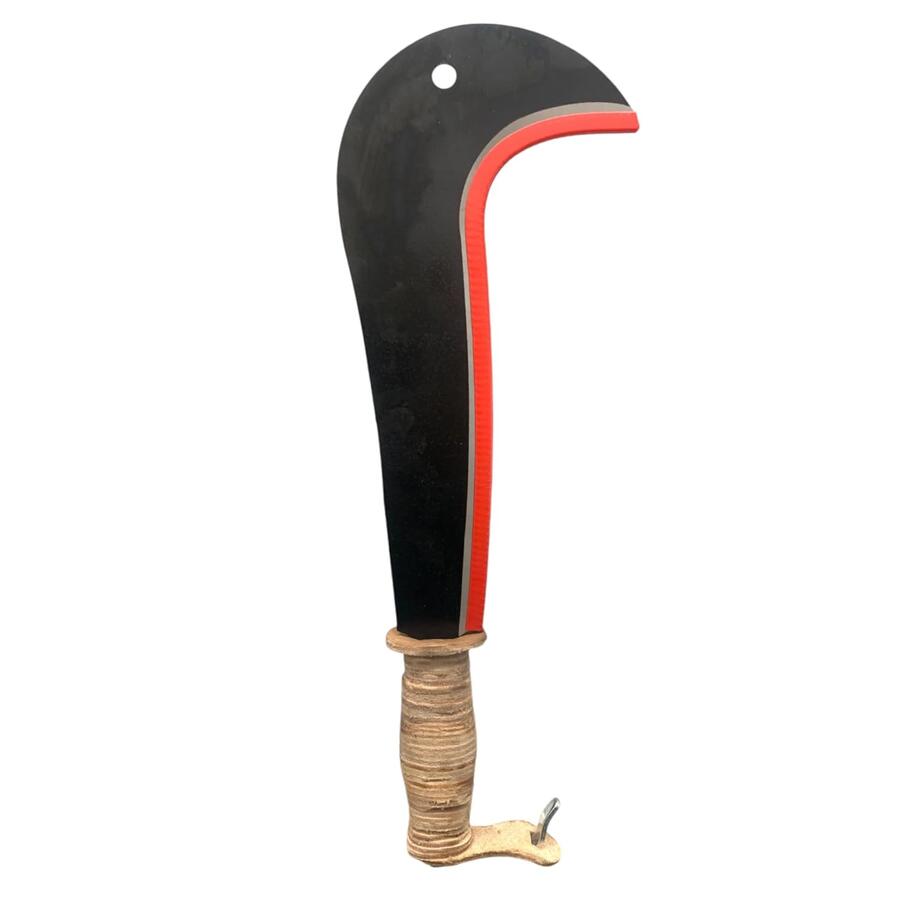 Roncola 30 cm Manico in Cuoio, Coltello da Canna Falcetto Lama Affilata con Gancio e Protezione, Utensile Agricolo e da Giardinaggio per la cura di piante, alberi e raccolti Tipo "Bergamo"