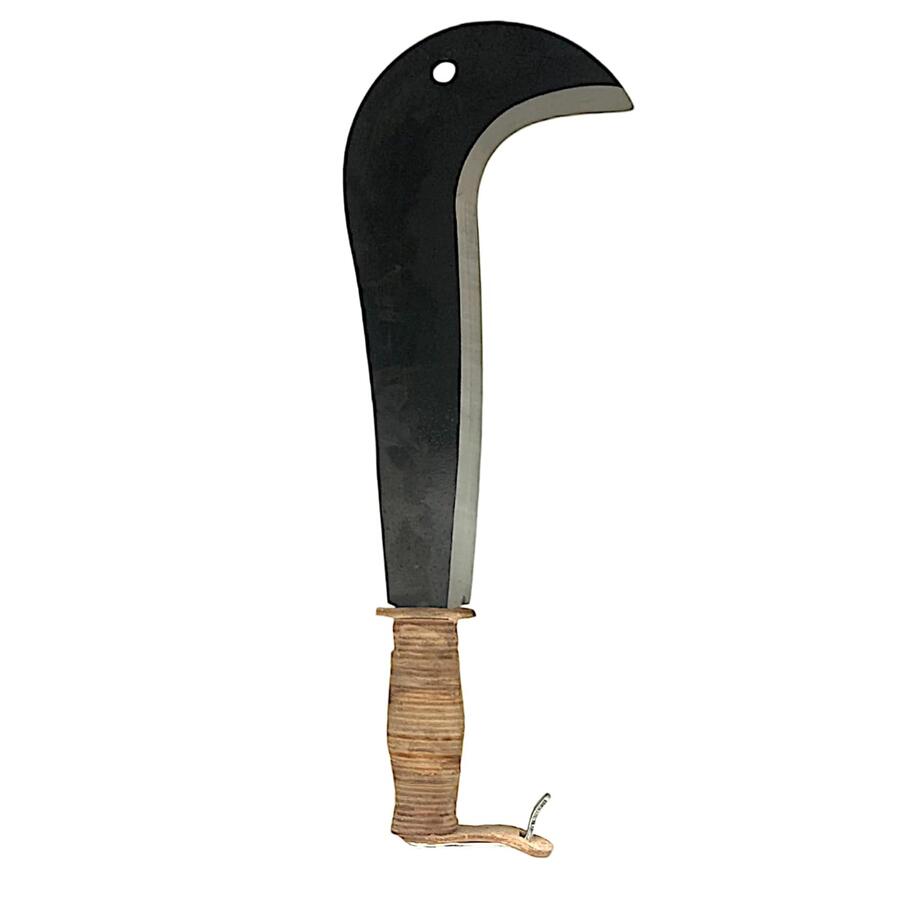 Roncola 30 cm Manico in Cuoio, Coltello da Canna Falcetto Lama Affilata con Gancio e Protezione, Utensile Agricolo e da Giardinaggio per la cura di piante, alberi e raccolti Tipo "Bergamo"