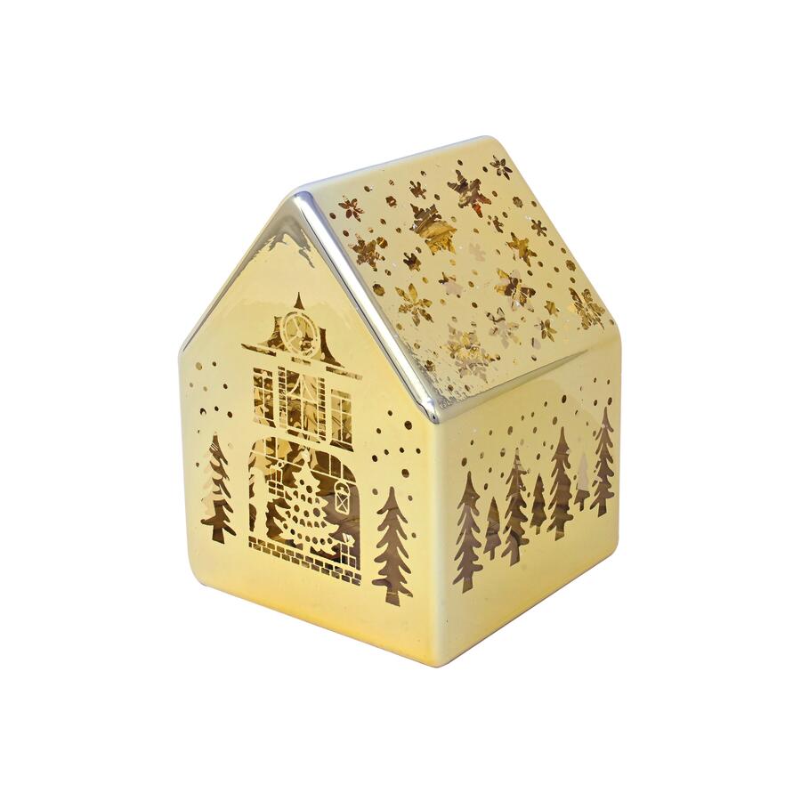 Wald - Natale 2025 - Casetta Vetro con led Oro