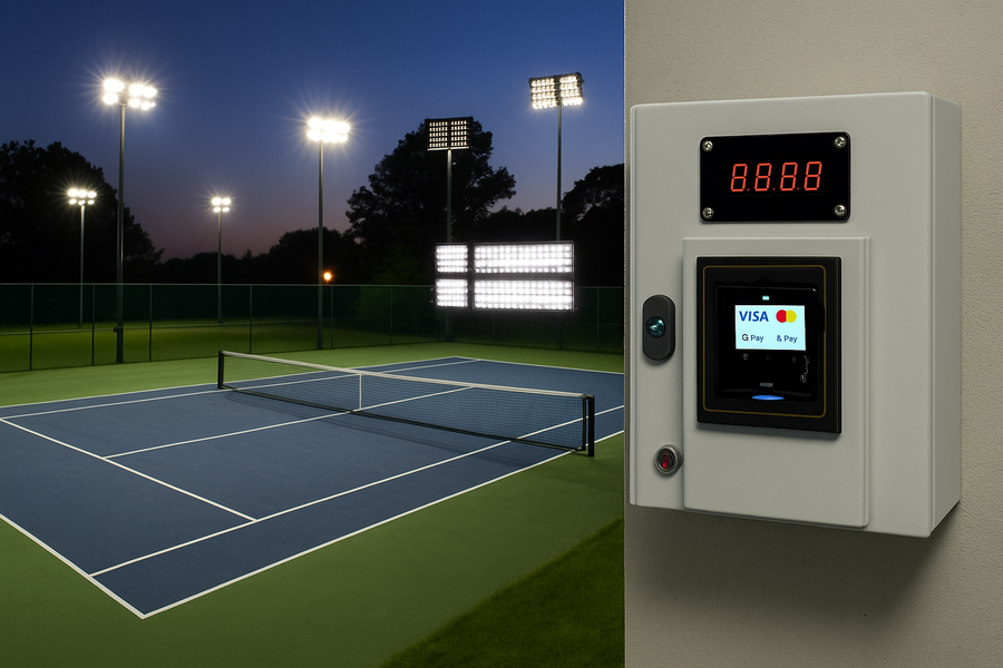 Dispositivo Cashless Nayax per Impianti Luci fino a 3500W – Campi Sportivi e Aree Comuni