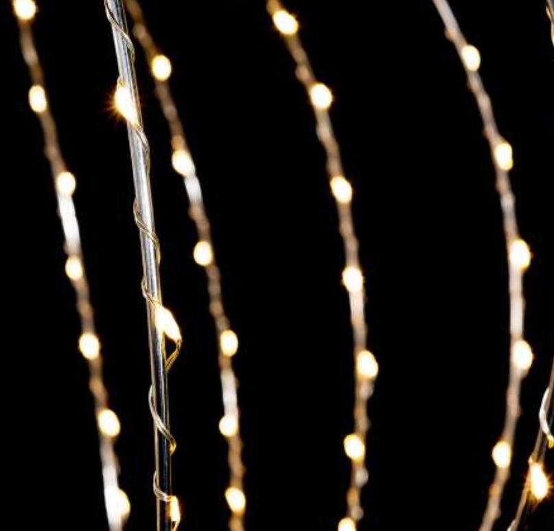 PALLA LUMINOSA A LED BIANCO CALDO DA APPENDERE CON ANIMA IN METALLO MISURA 30 / 40 / 50CM CAVO 5 METRI PER ESTERNO ED INTERNO 