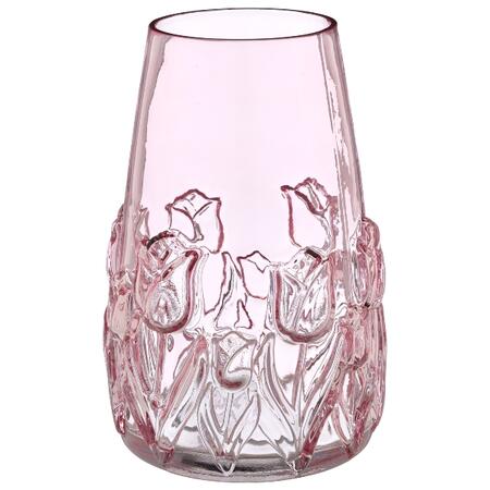 Glass vase with tulip relief