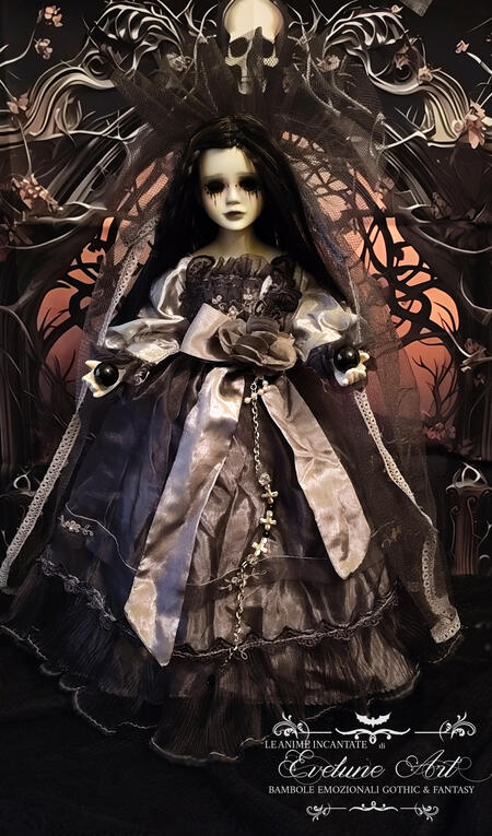 Noctalia  - Bambola in porcellana goth creepy