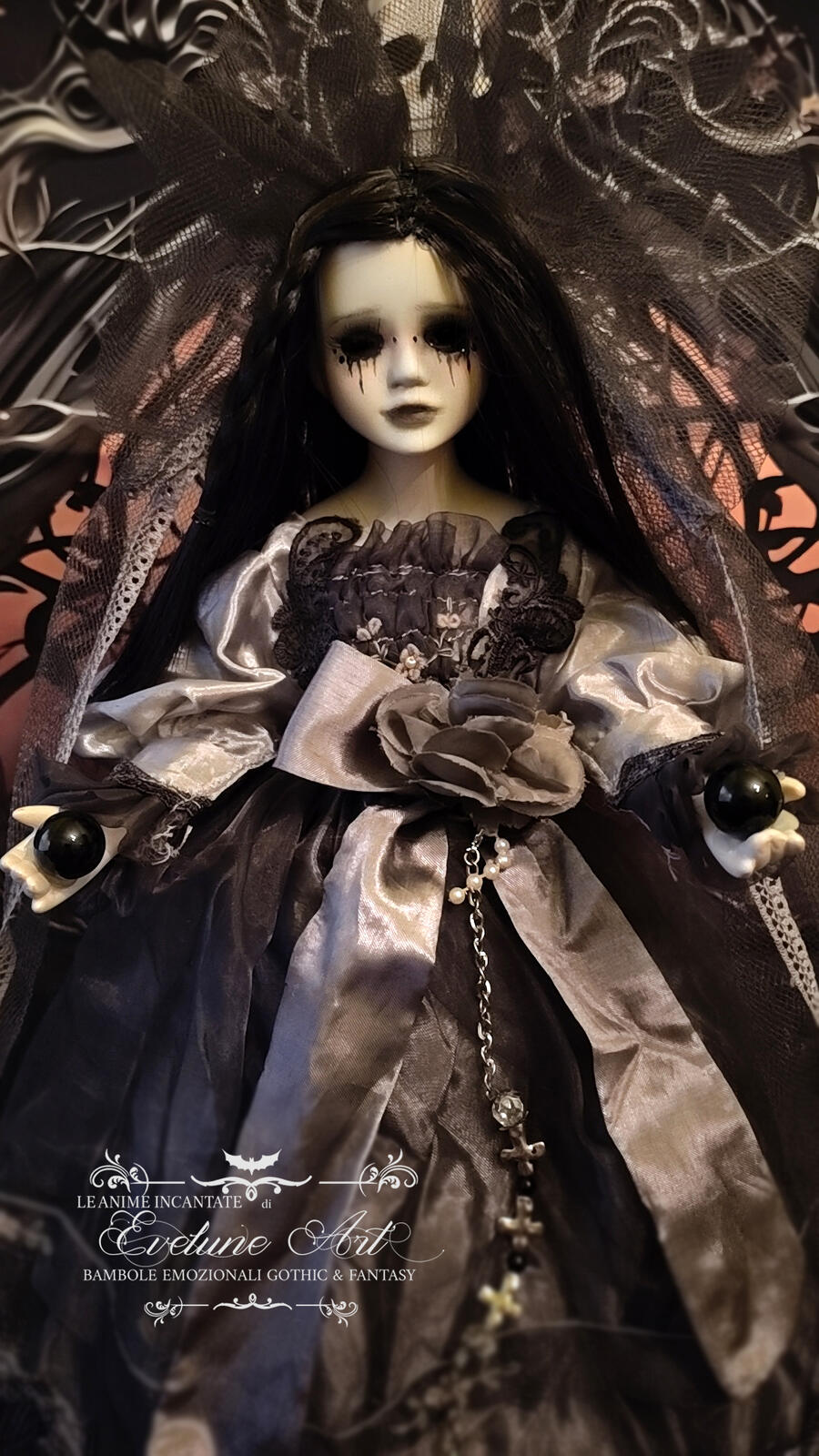 Noctalia  - Bambola in porcellana goth creepy
