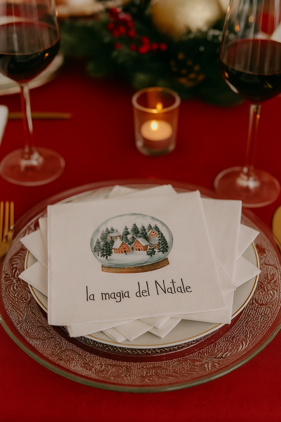 Simply Day - Natale 2025 - Set 20 tovaglioli di carta "La Magia del Natale" 