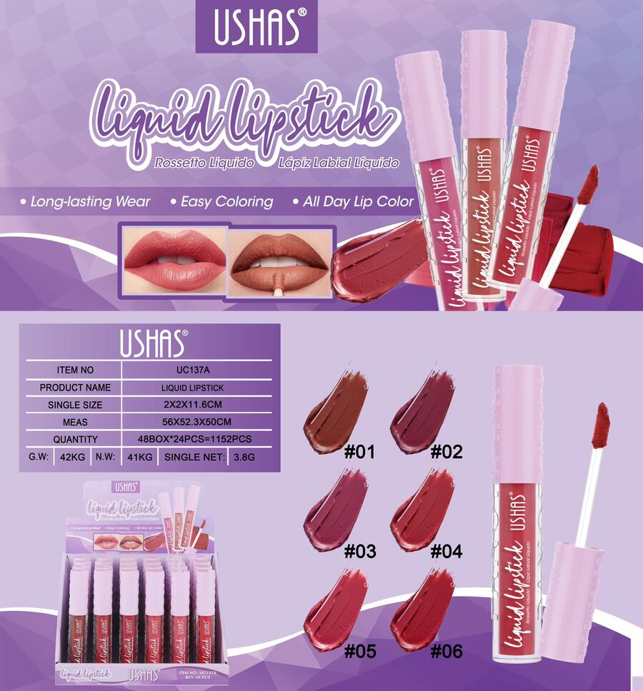 USHAS LIQUID LIPSTICK (Dupe l'OREAL) [Conf.da 24 pezzi]