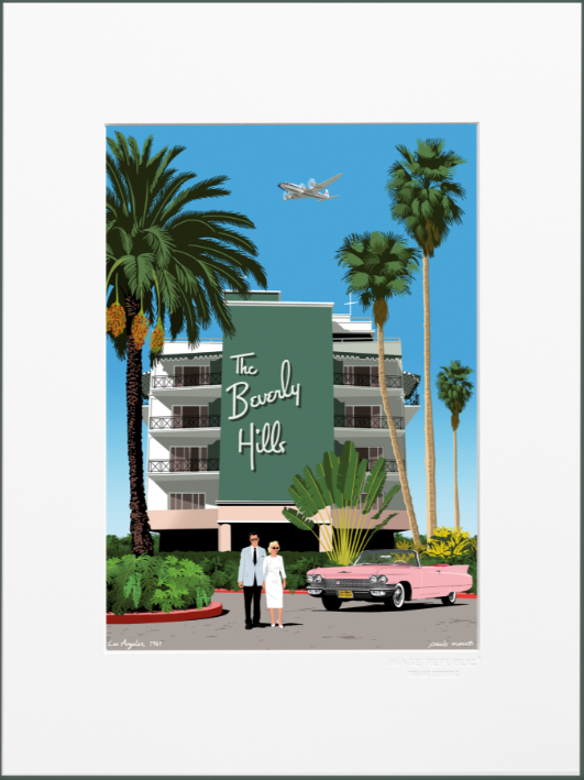 PAULO MARIOTTI, STAMPA 30x40 cm CON PASSEPARTOUT: BEVERLY HILLS