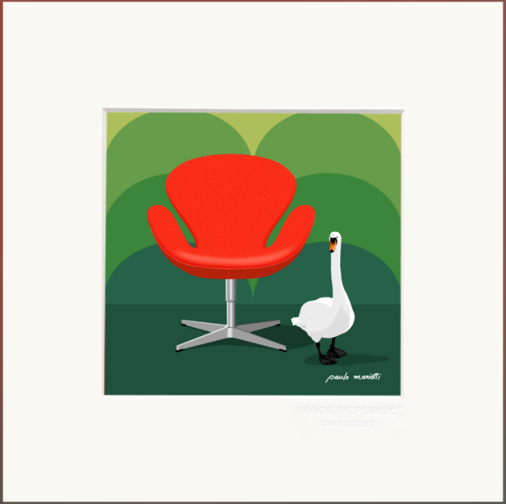 PAULO MARIOTTI, STAMPA 22x22 cm CON PASSEPARTOUT: OIE VERTE