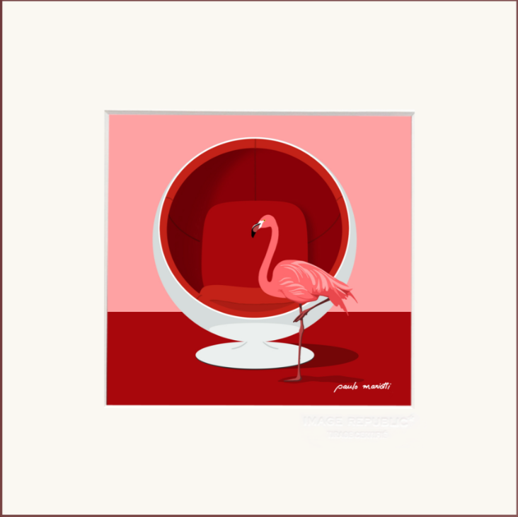 PAULO MARIOTTI, STAMPA 22x22 cm CON PASSEPARTOUT: FLAMAND ROSE