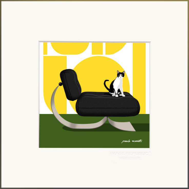 PAULO MARIOTTI, STAMPA 22x22 cm CON PASSEPARTOUT: CHAT VERT