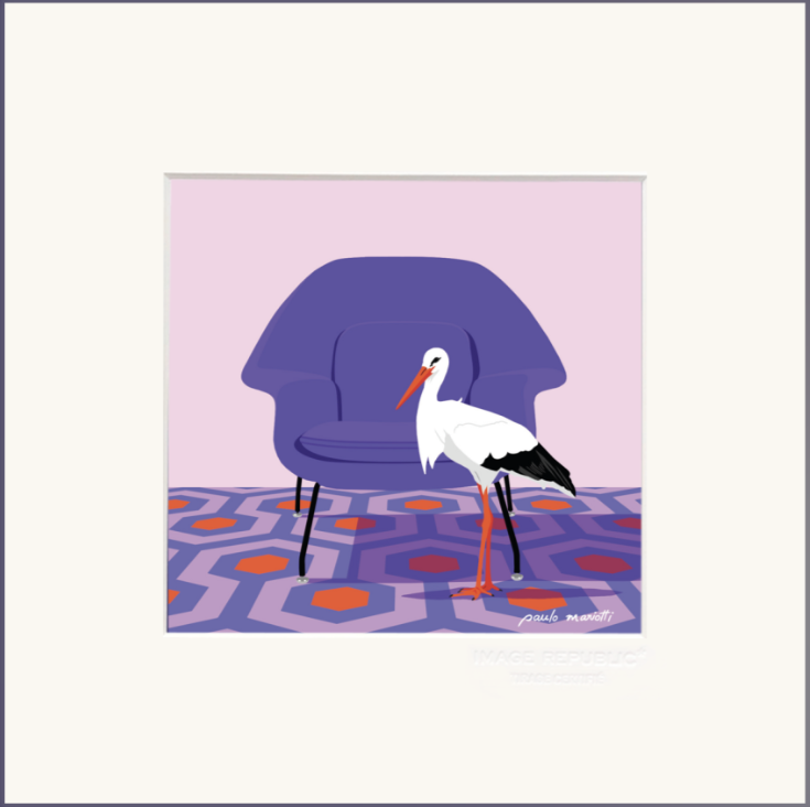 PAULO MARIOTTI, STAMPA 22x22 cm CON PASSEPARTOUT: PELICAN BLEU
