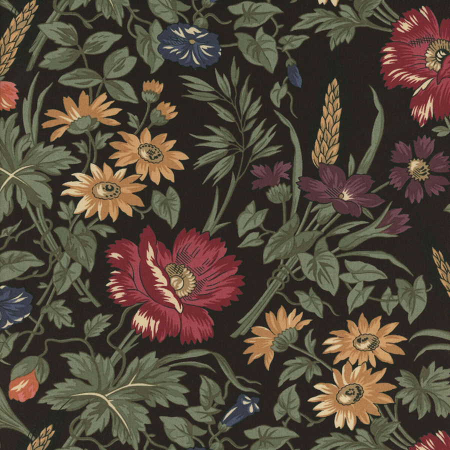 9790-19 Wheatland Kansas Troubles Quilters taglio 25x110 cm - fondo nero