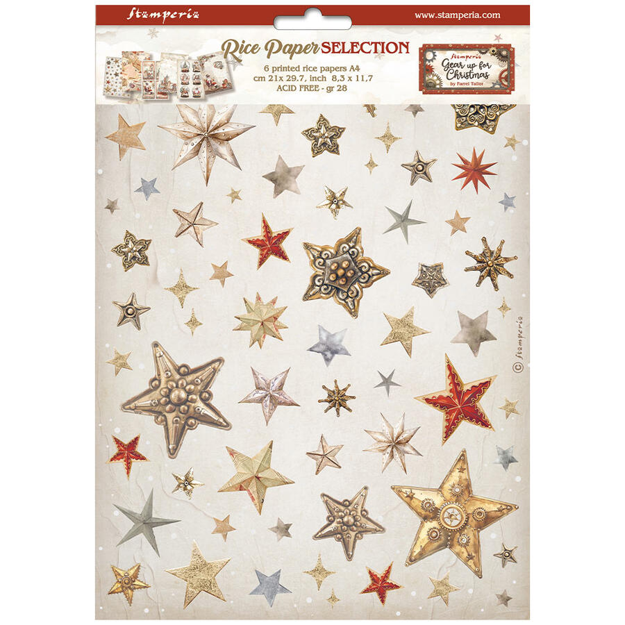 Selezione 6 Carta di riso Fto A4 Gear up for Christmas