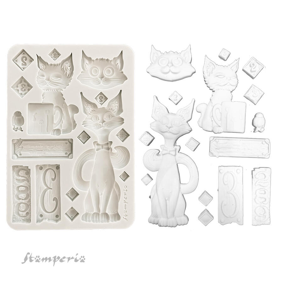 Stampo in silicone A5 Furry Friends Gatti