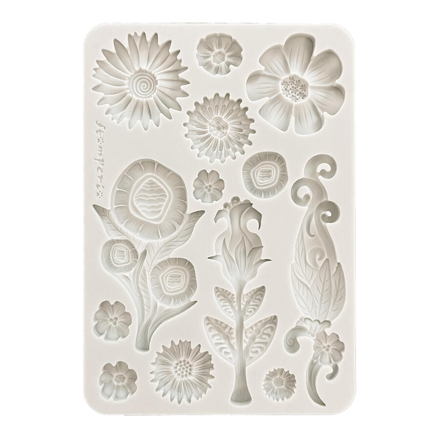 Stampo in silicone A5 Furry Friends Fiori