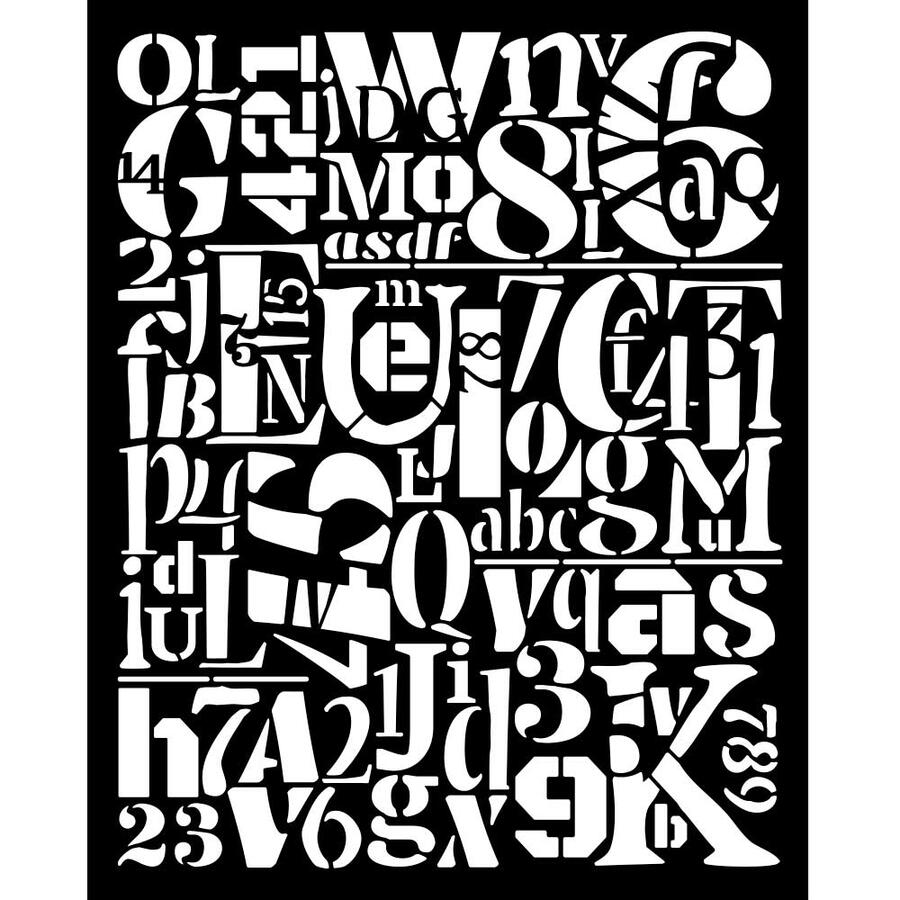 Stencil spesso 20 x 25 cm Furry Friends sfondo numeri e lettere