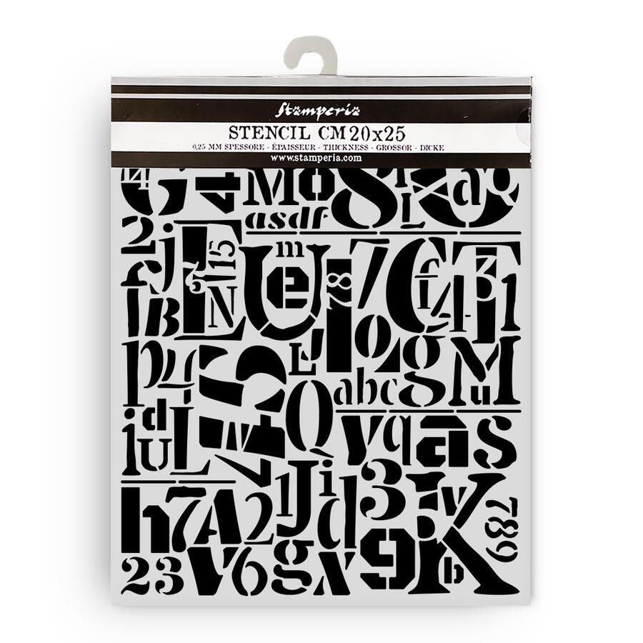 Stencil spesso 20 x 25 cm Furry Friends sfondo numeri e lettere
