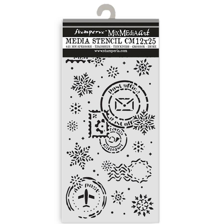 Stencil spesso 12 x 25 cm Gear up for Christmas fiocchi neve