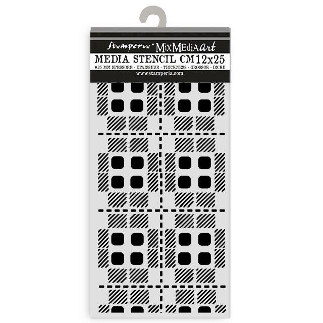 Stencil spesso 12 x 25 cm Gear up for Christmas sfondo stoffa