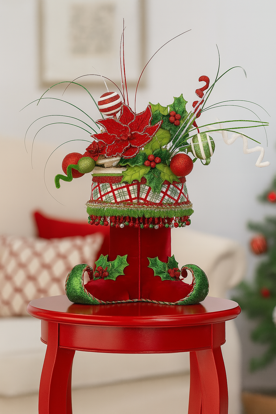 Goodwill - Natale 2025 - Contenitore Decorativo da Tavolo a Forma di Stivali da Elfo – 47 cm Katherine's Collection