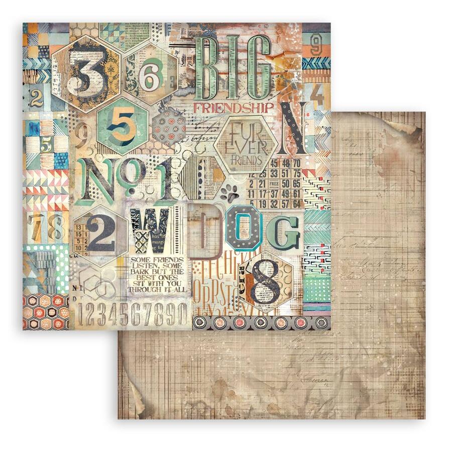 Blocco 10 fogli 30,5 x 30,5 Double face Backgrounds Furry Friends