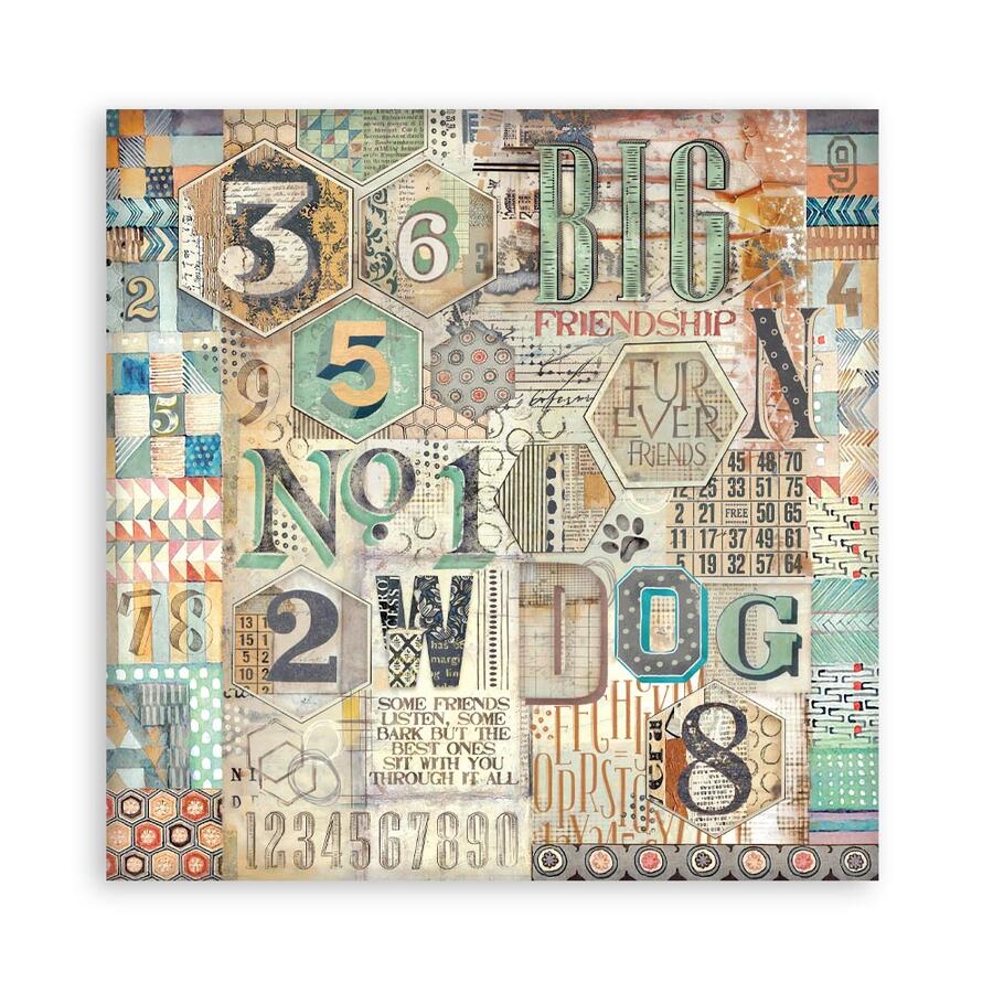 Blocco 10 fogli 30,5 x 30,5 Double face Backgrounds Furry Friends