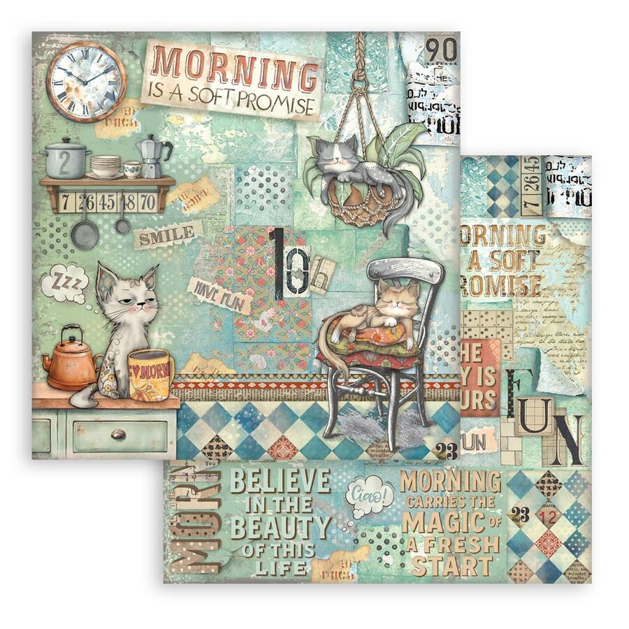Blocco 10 fogli 20,3 x 20,3 Double face Furry friends