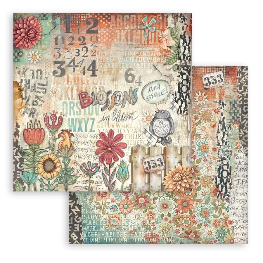 Blocco 10 fogli 20,3 x 20,3 Double face Furry friends