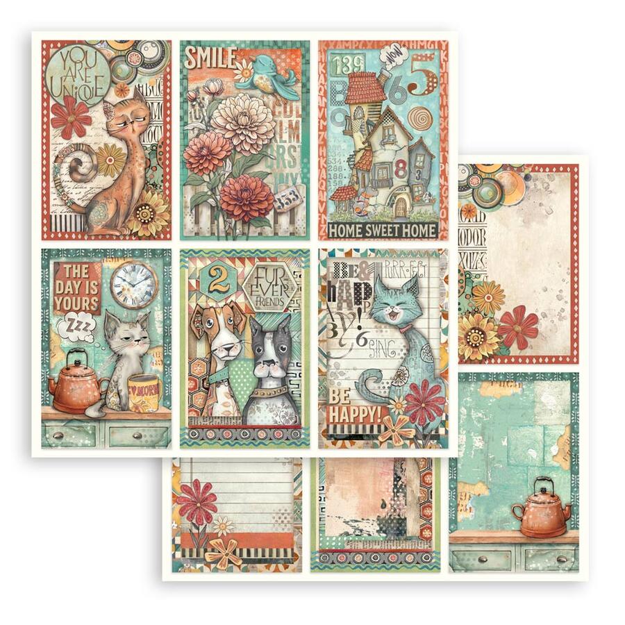 Blocco 10 fogli 20,3 x 20,3 Double face Furry friends
