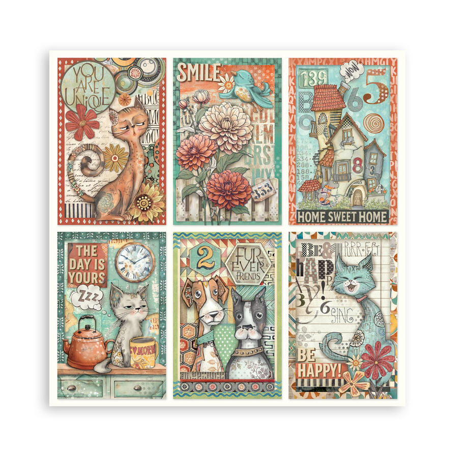 Blocco 10 fogli 20,3 x 20,3 Double face Furry friends